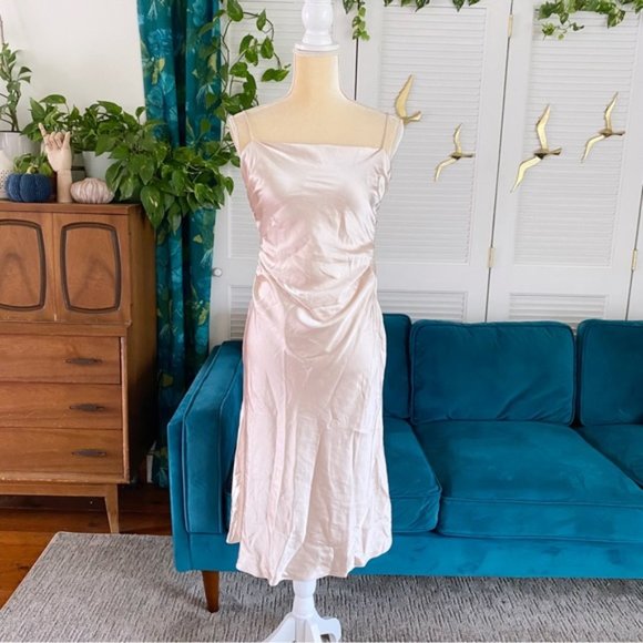 Anthropologie | BHLDN Sachin & Babi Winter Slip Midi Dress Gold Champagne New 10 - Picture 2 of 14